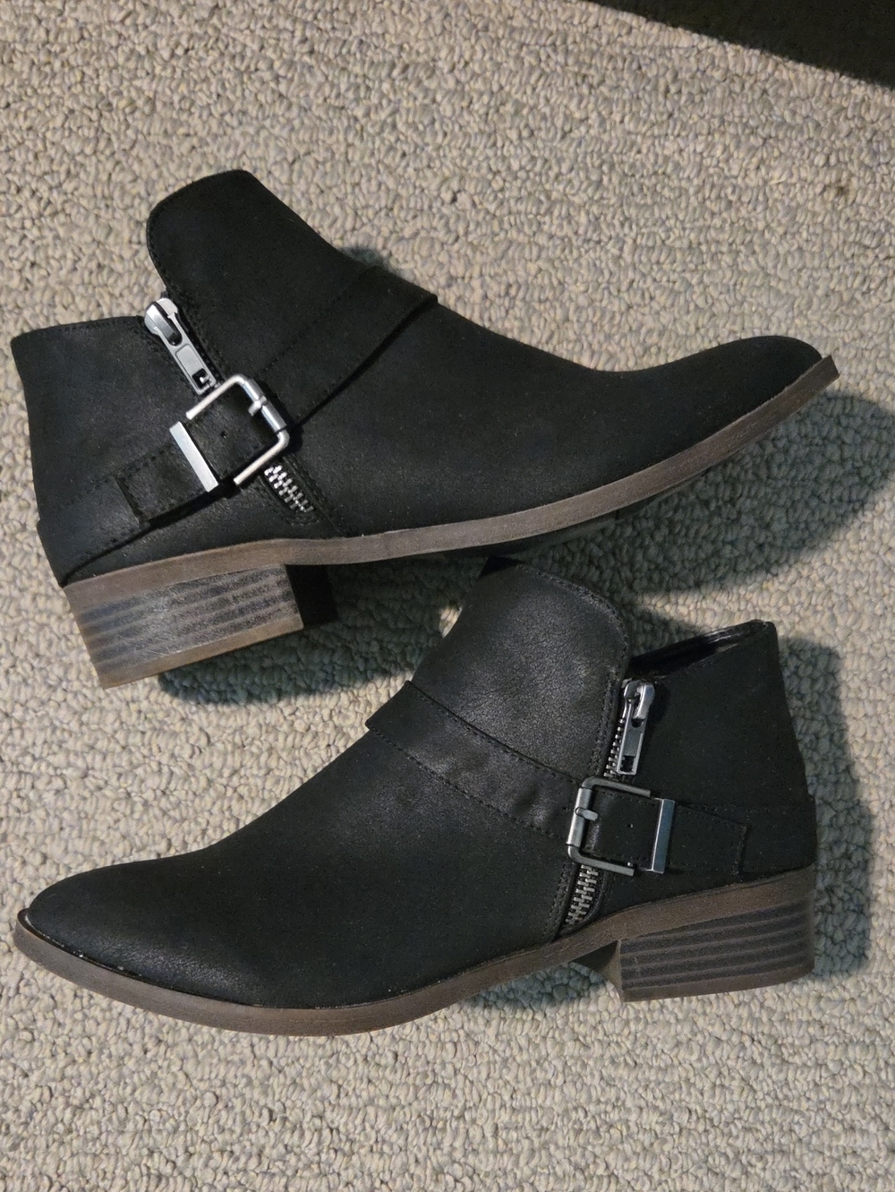Fergalicious Black Suede Ankle Boot with Buckle Accent